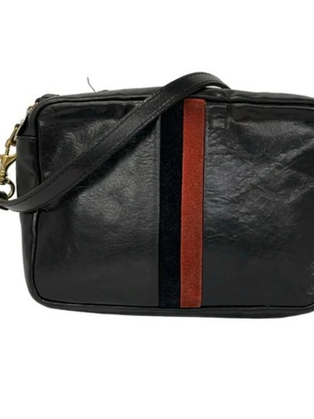 CLARE VIVIER Black Brown Leather Suede Shoulder Bag
